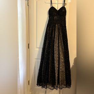 Two Tone Sheer Corset Lace Up Back Ballgown